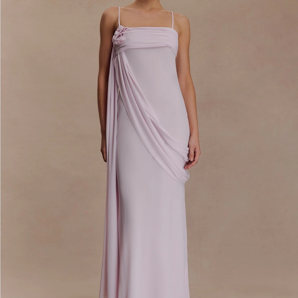 Meshki Leena Gown - Draped Spaghetti-Strap Lavender Evening Dress